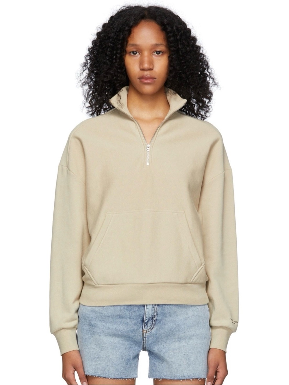 rag & bone Khaki Half-Zip City Sweatshirt Size Medium